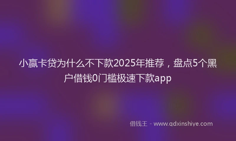 小赢卡贷为什么不下款2025年推荐，盘点5个黑户借钱0门槛极速下款app