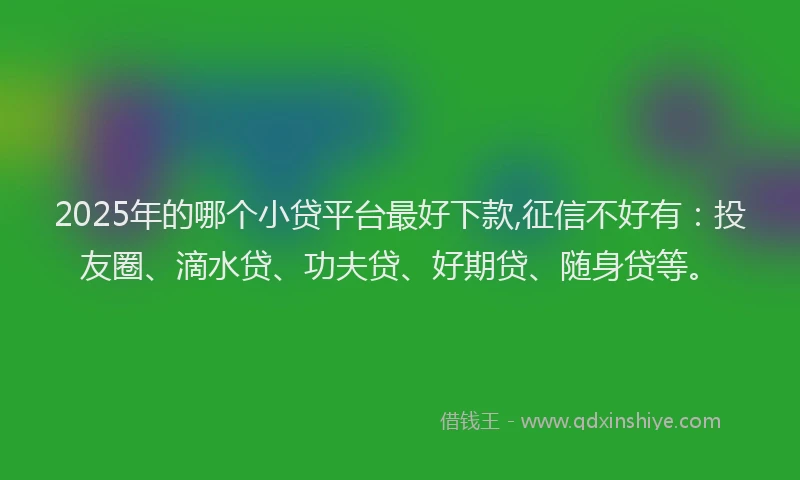 2025年的哪个小贷平台最好下款,征信不好有：投友圈、滴水贷、功夫贷、好期贷、随身贷等。