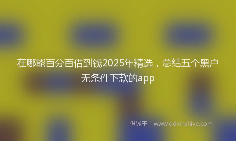 在哪能百分百借到钱2025年精选，总结五个黑户无条件下款的app