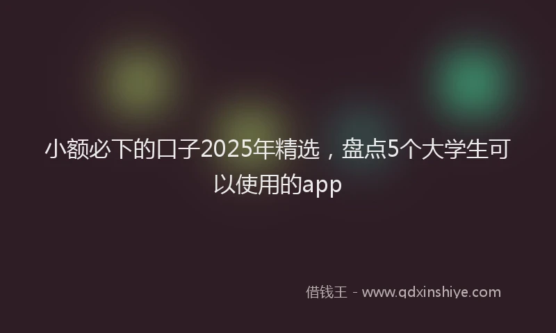 小额必下的口子2025年精选，盘点5个大学生可以使用的app