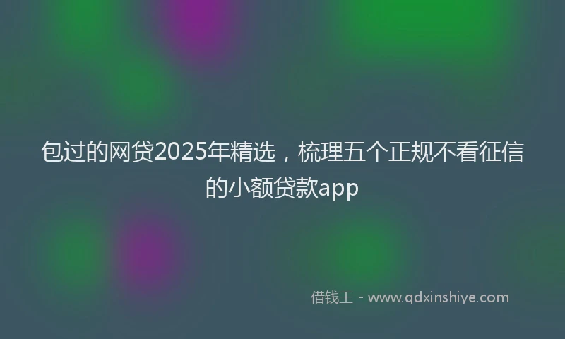 包过的网贷2025年精选，梳理五个正规不看征信的小额贷款app
