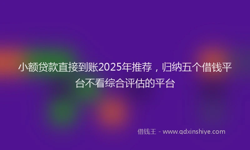小额贷款直接到账2025年推荐，归纳五个借钱平台不看综合评估的平台