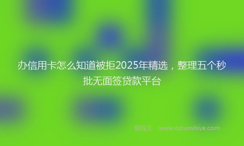 办信用卡怎么知道被拒2025年精选，整理五个秒批无面签贷款平台