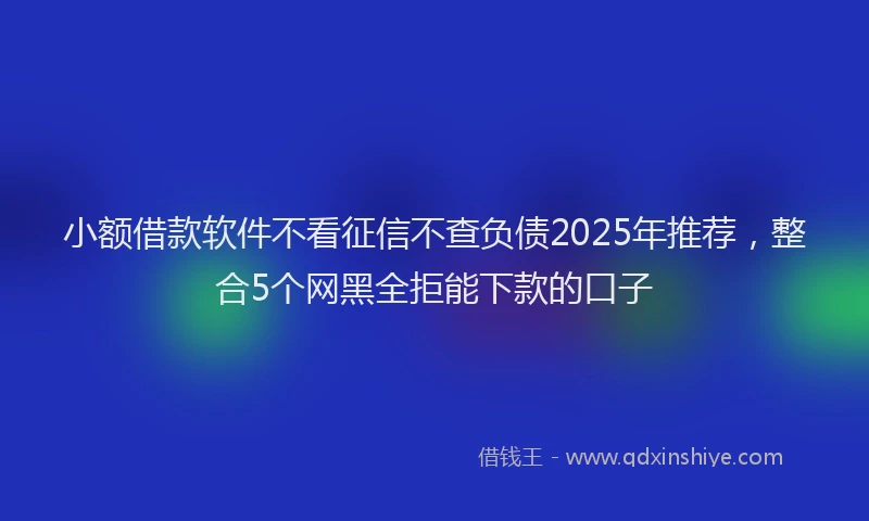 小额借款软件不看征信不查负债2025年推荐，整合5个网黑全拒能下款的口子