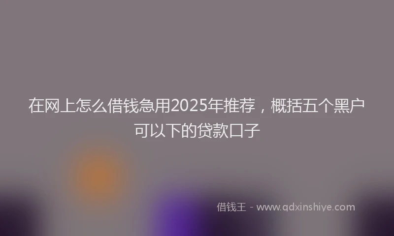 在网上怎么借钱急用2025年推荐，概括五个黑户可以下的贷款口子