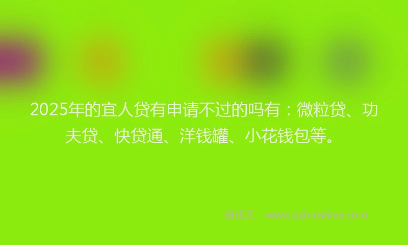 2025年的宜人贷有申请不过的吗有：微粒贷、功夫贷、快贷通、洋钱罐、小花钱包等。