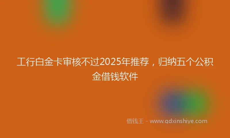 工行白金卡审核不过2025年推荐，归纳五个公积金借钱软件