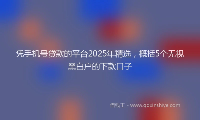 凭手机号贷款的平台2025年精选，概括5个无视黑白户的下款口子