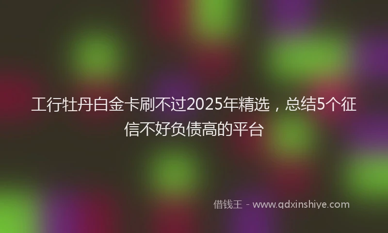 工行牡丹白金卡刷不过2025年精选，总结5个征信不好负债高的平台