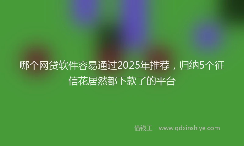 哪个网贷软件容易通过2025年推荐，归纳5个征信花居然都下款了的平台