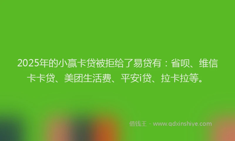 2025年的小赢卡贷被拒给了易贷有：省呗、维信卡卡贷、美团生活费、平安i贷、拉卡拉等。