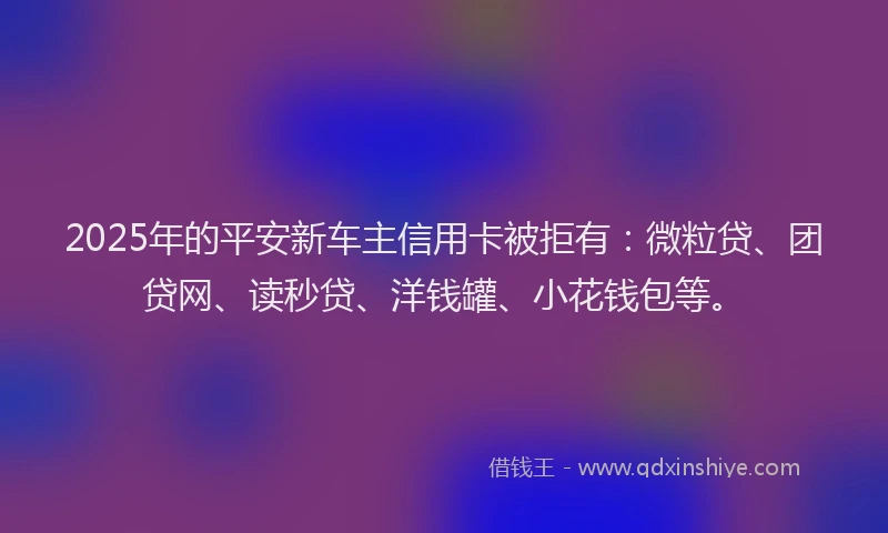 2025年的平安新车主信用卡被拒有：微粒贷、团贷网、读秒贷、洋钱罐、小花钱包等。