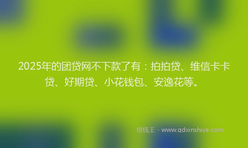 2025年的团贷网不下款了有：拍拍贷、维信卡卡贷、好期贷、小花钱包、安逸花等。