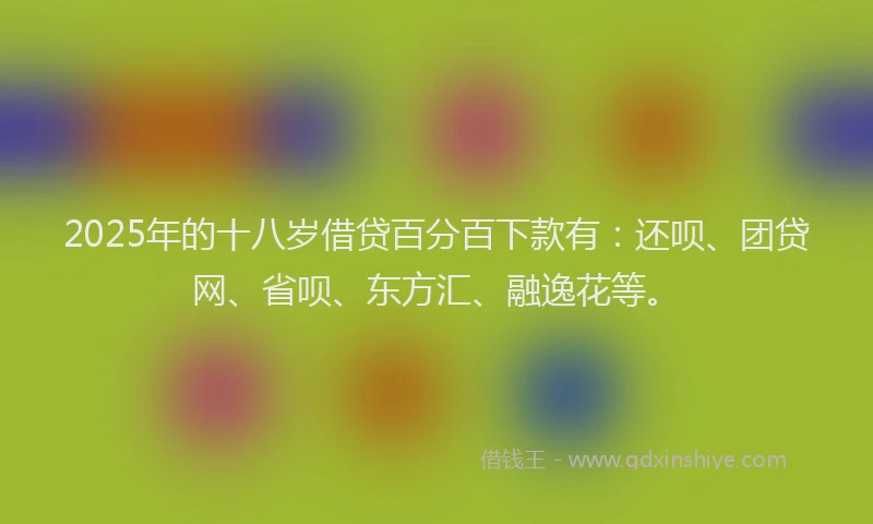 2025年的十八岁借贷百分百下款有：还呗、团贷网、省呗、东方汇、融逸花等。