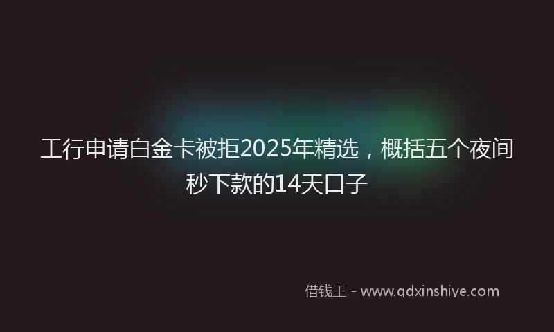 工行申请白金卡被拒2025年精选，概括五个夜间秒下款的14天口子