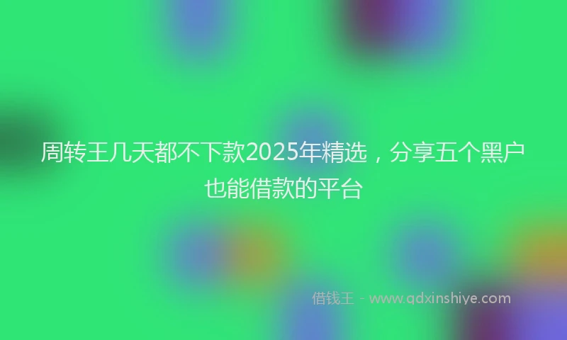 周转王几天都不下款2025年精选，分享五个黑户也能借款的平台