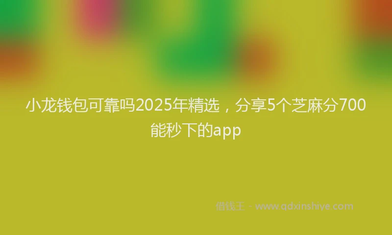 小龙钱包可靠吗2025年精选，分享5个芝麻分700能秒下的app