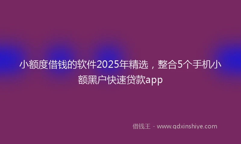小额度借钱的软件2025年精选，整合5个手机小额黑户快速贷款app