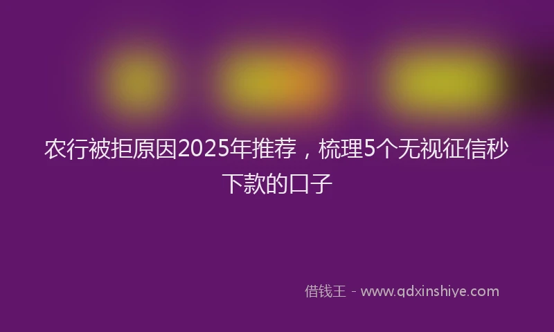 农行被拒原因2025年推荐，梳理5个无视征信秒下款的口子