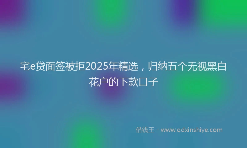 宅e贷面签被拒2025年精选，归纳五个无视黑白花户的下款口子