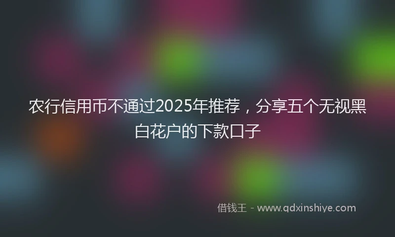 农行信用币不通过2025年推荐，分享五个无视黑白花户的下款口子