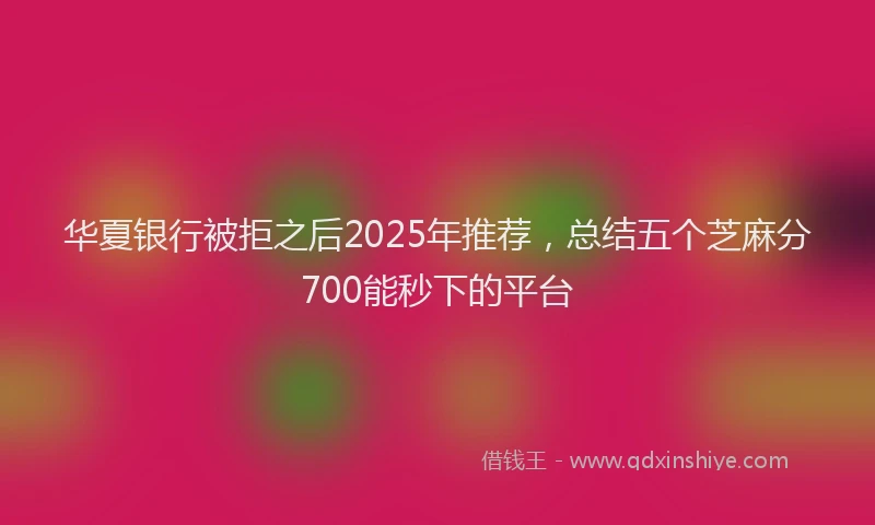 华夏银行被拒之后2025年推荐，总结五个芝麻分700能秒下的平台
