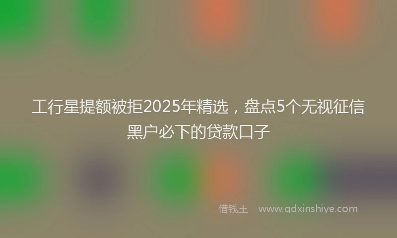 工行星提额被拒2025年精选，盘点5个无视征信黑户必下的贷款口子