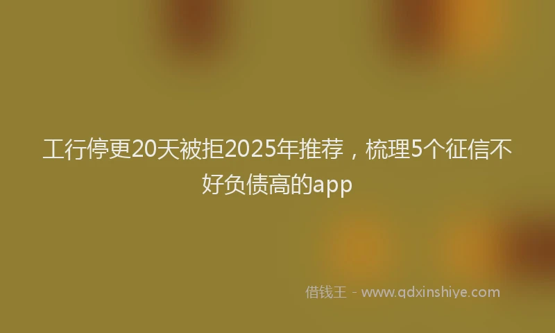 工行停更20天被拒2025年推荐，梳理5个征信不好负债高的app