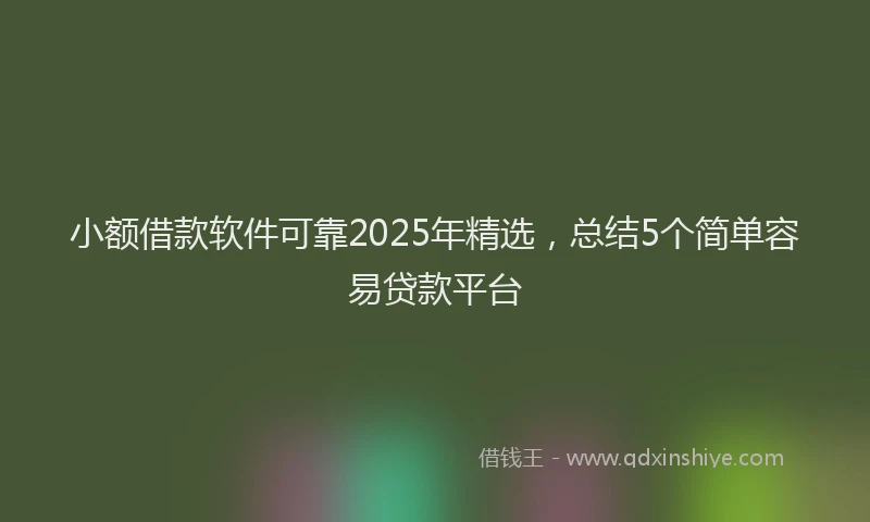 小额借款软件可靠2025年精选，总结5个简单容易贷款平台