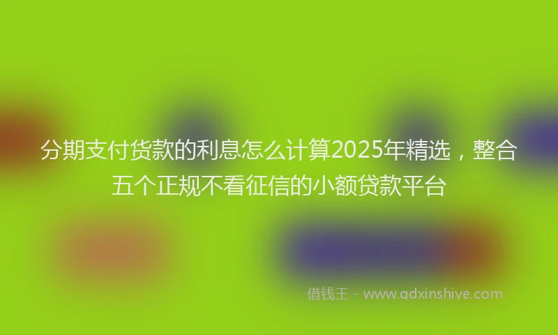 分期支付货款的利息怎么计算2025年精选，整合五个正规不看征信的小额贷款平台