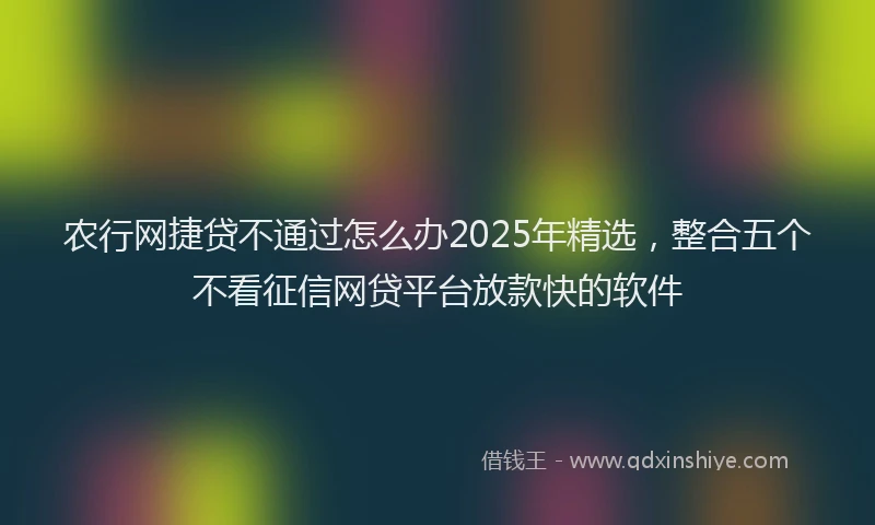 农行网捷贷不通过怎么办2025年精选，整合五个不看征信网贷平台放款快的软件