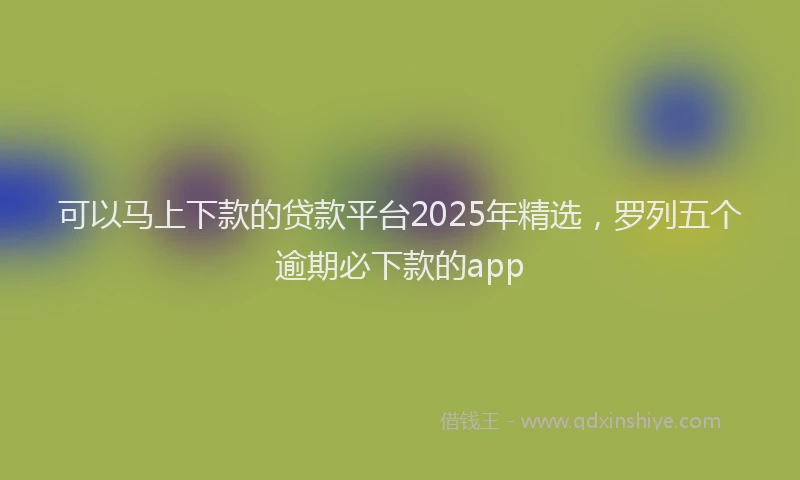 可以马上下款的贷款平台2025年精选，罗列五个逾期必下款的app