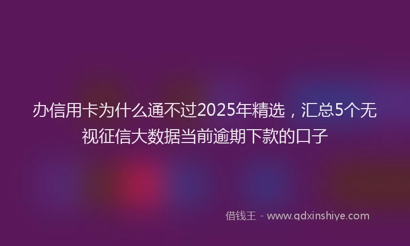 办信用卡为什么通不过2025年精选，汇总5个无视征信大数据当前逾期下款的口子