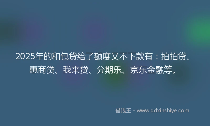 2025年的和包贷给了额度又不下款有：拍拍贷、惠商贷、我来贷、分期乐、京东金融等。