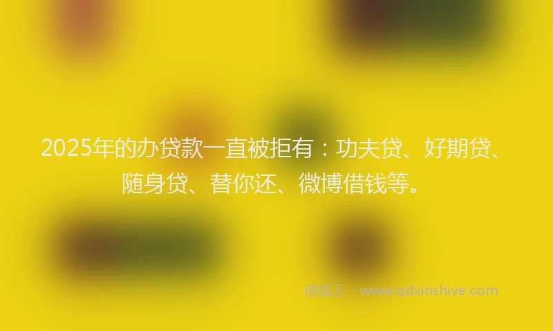 2025年的办贷款一直被拒有：功夫贷、好期贷、随身贷、替你还、微博借钱等。