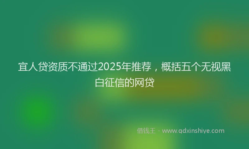 宜人贷资质不通过2025年推荐，概括五个无视黑白征信的网贷