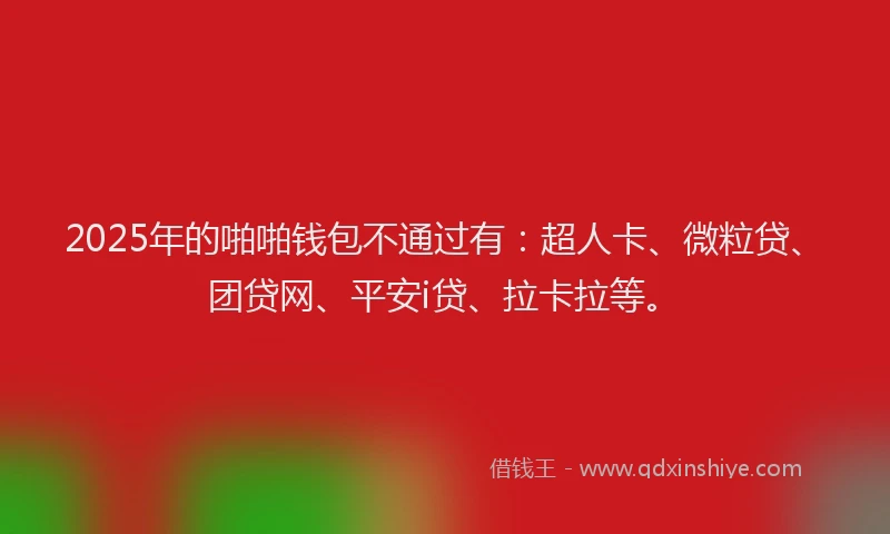 2025年的啪啪钱包不通过有：超人卡、微粒贷、团贷网、平安i贷、拉卡拉等。