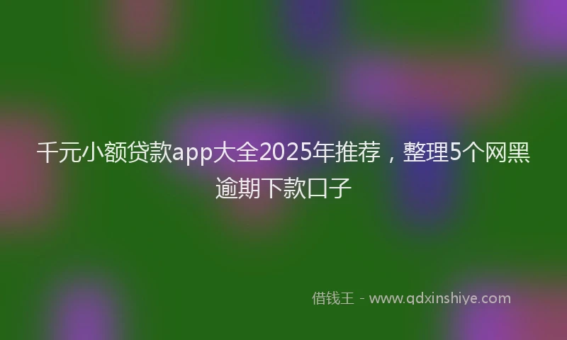 千元小额贷款app大全2025年推荐，整理5个网黑逾期下款口子