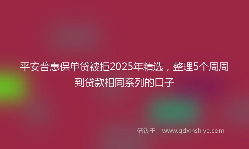 平安普惠保单贷被拒2025年精选，整理5个周周到贷款相同系列的口子