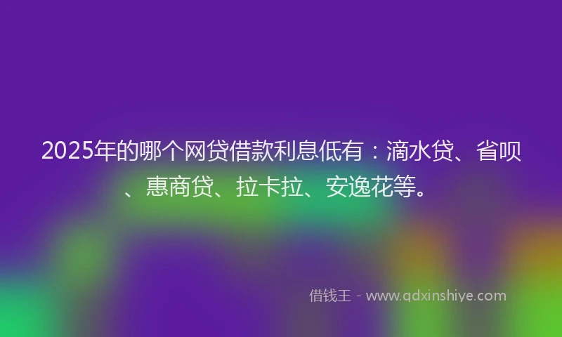 2025年的哪个网贷借款利息低有：滴水贷、省呗、惠商贷、拉卡拉、安逸花等。