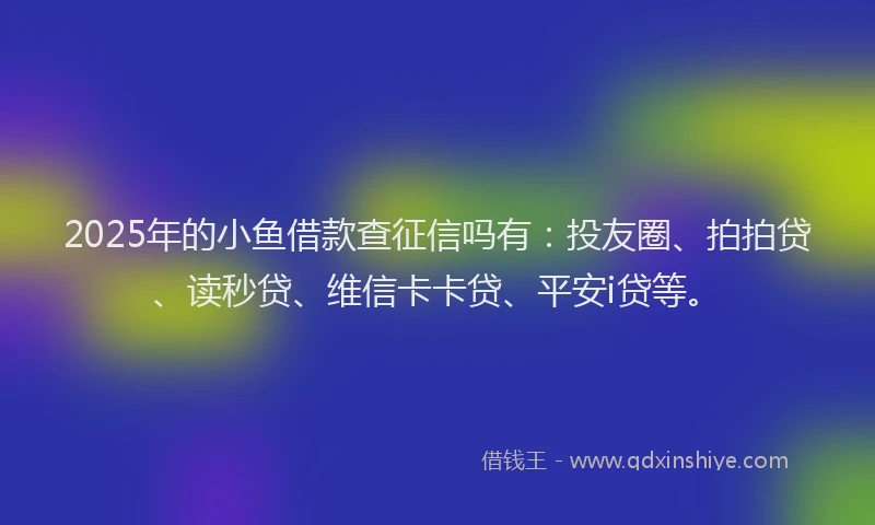 2025年的小鱼借款查征信吗有：投友圈、拍拍贷、读秒贷、维信卡卡贷、平安i贷等。