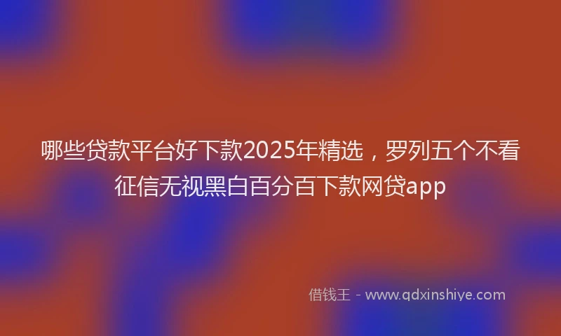 哪些贷款平台好下款2025年精选，罗列五个不看征信无视黑白百分百下款网贷app