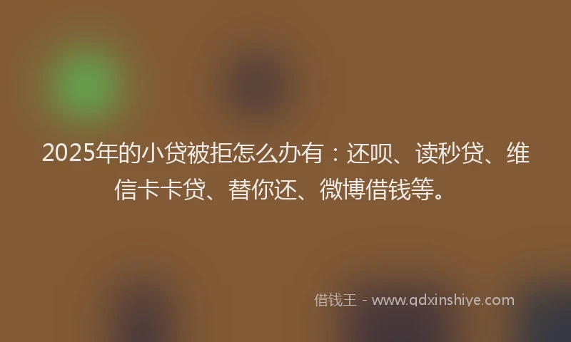 2025年的小贷被拒怎么办有：还呗、读秒贷、维信卡卡贷、替你还、微博借钱等。