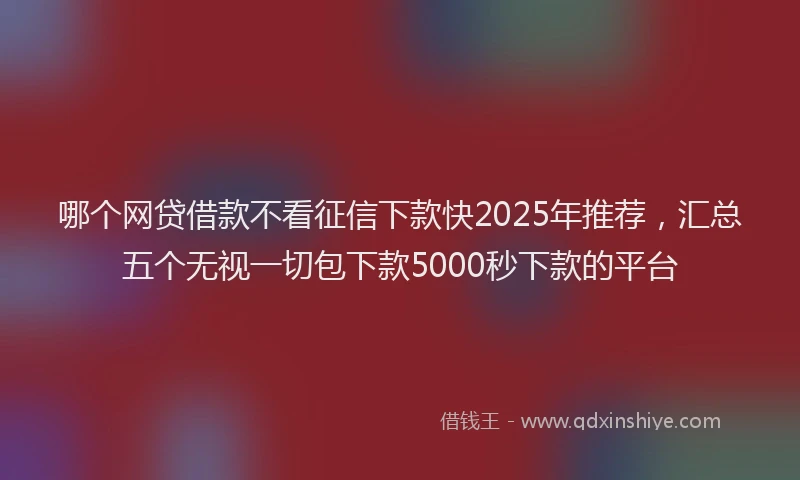 哪个网贷借款不看征信下款快2025年推荐，汇总五个无视一切包下款5000秒下款的平台