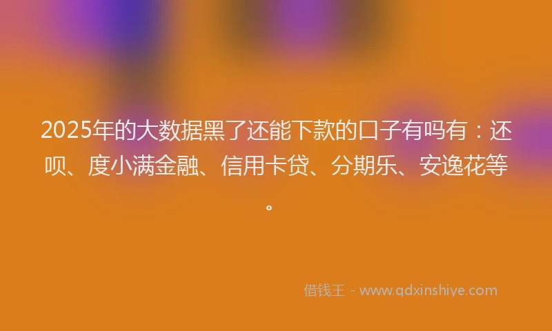 2025年的大数据黑了还能下款的口子有吗有：还呗、度小满金融、信用卡贷、分期乐、安逸花等。