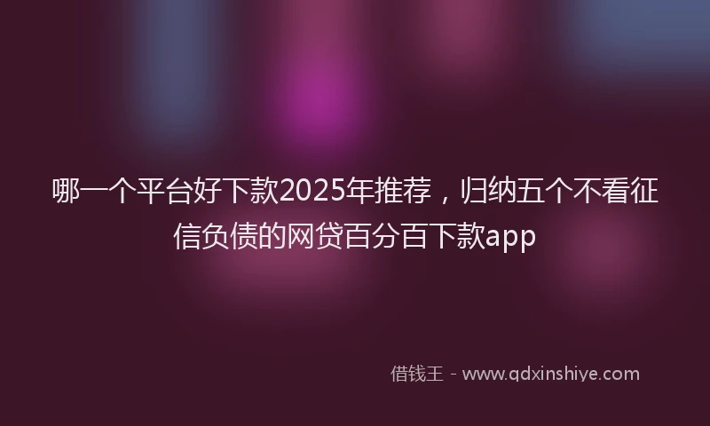 哪一个平台好下款2025年推荐，归纳五个不看征信负债的网贷百分百下款app