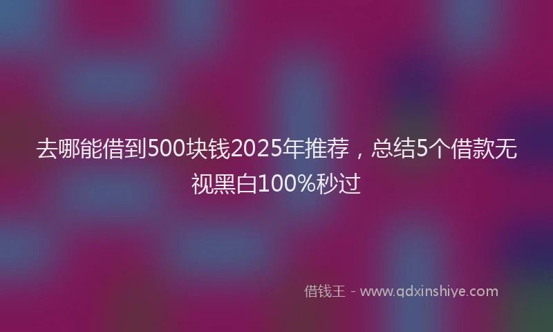 去哪能借到500块钱2025年推荐，总结5个借款无视黑白100%秒过
