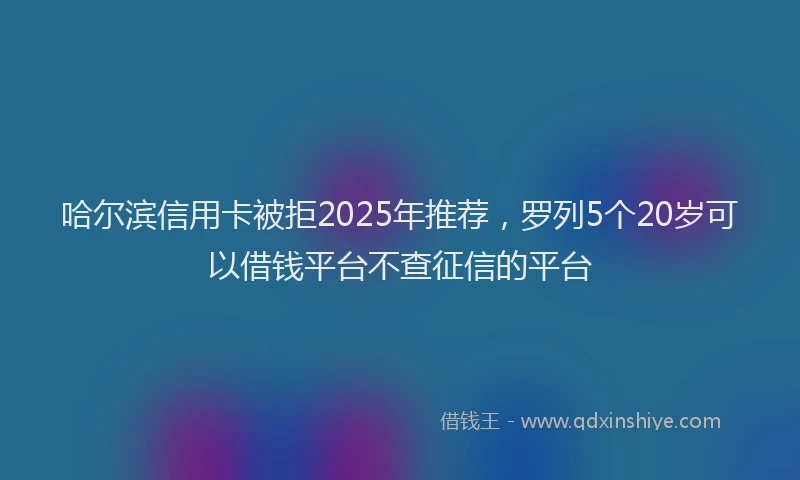 哈尔滨信用卡被拒2025年推荐，罗列5个20岁可以借钱平台不查征信的平台