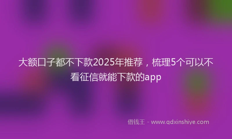大额口子都不下款2025年推荐，梳理5个可以不看征信就能下款的app