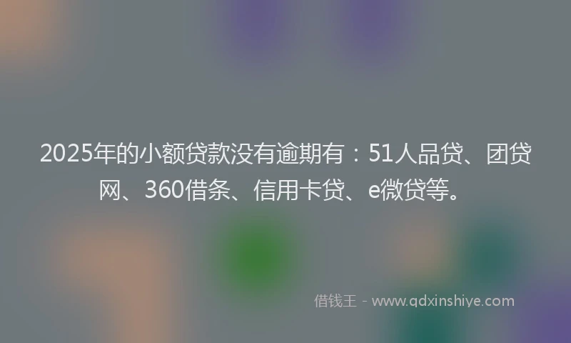 2025年的小额贷款没有逾期有：51人品贷、团贷网、360借条、信用卡贷、e微贷等。